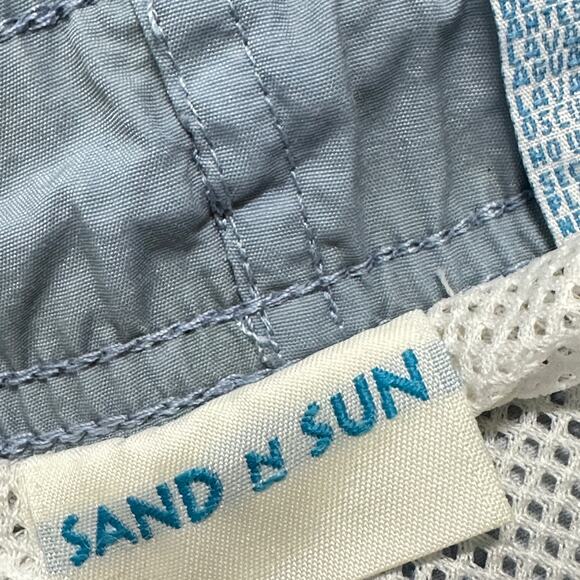 Sand n Sun Swim Board Shorts Men Size M Blue Mesh Lined STAINED WAIST BAND - Picture 5 of 10